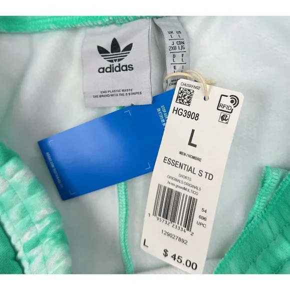 🛑SOLD🛑 Adidas Essentials Tie Dye Green White Mens Large Sweat Shorts Athletic - Picture 3 of 9